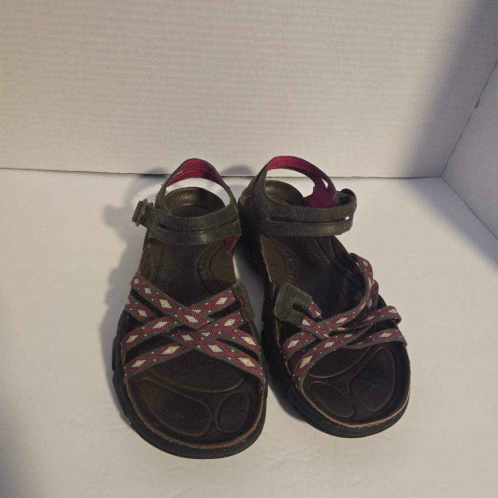 Keen Brown Leather Strappy Outdoor Sandals Pink Accents Womens 6